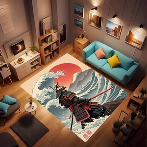 Japanese Samurai Rug Home Decor Anime Style mat for Living Room Bedroom, Japa... - Picture 1 of 5