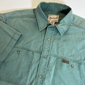 Vintage Woolrich Button Up Shirt Men’s Large Tall Ivy Green Casual Outdoor - Picture 1 of 9