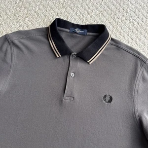 Polo Fred Perry Costilla Contraste Talla Grande Gris Gunmetal Ska Mod Scooter Raro - Imagen 1 de 14