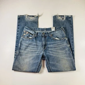 Ariat M4 Low Rise Bootcut Jeans Light Wash Distressed Herren Größe 33x34 - Bild 1 von 4