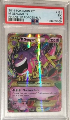 2014 Pokemon XY Phantom Forces PSA 5 Mega M Gengar EX GOLD SECRET Rare HOLO #121 - Image 1 of 2