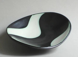 50er Asymetrische Schale Keramik Schwarz Weiß Van Daalen Aalen Rockabilly - Bild 1 von 5