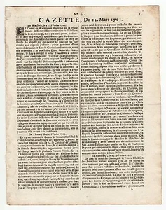 1701, March 12, Original French Gazette, Preparation to the war - Bild 1 von 8
