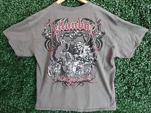Hellanbach Incorporated Skull Biker Motorcycle Graphic Gray T-Shirt Men's Sz XL - Picture 1 of 9