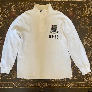 Vintage Nautica Men's Pullover Sweatshirt 1/4 Zip Big Crest Logo 90's Preppy L - Picture 1 of 16