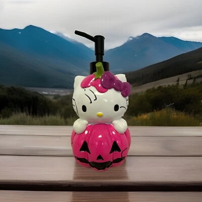 Hello Kitty Soap Dispenser Halloween Pumpkin, Cat Skeleton Ceramic Pink/White - Image 1 of 4