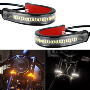 2PCS Motorcycle Turn Signal Light DRL Moto Flasher Ring Fork Strip Lamp Flashing - Picture 1 of 13