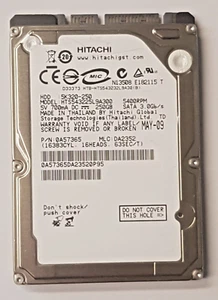 250 GB SATA Hitachi HTS543225L9A300 5400RPM 8MB HDD 2.5" Internal Hard Drive - Picture 1 of 1