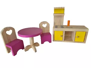 Puppenhaus Möbel aus Holz Puppenstube für Biegepüppchen Puppenmöbel Set Küche - Bild 1 von 4
