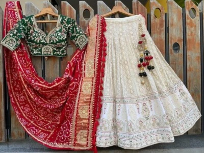 Nuevo estilo indio Georgette Lehenga Choli con Dupatta para mujer ropa de boda Foto 1 de 4
