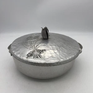 Rodney Kent, hand wrought aluminum covered dish with handles tulip design 461 - Picture 1 of 16