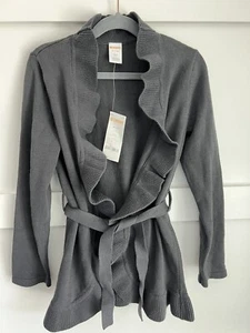 Girl’s Gymboree Gray Ruffled Cardigan Sweater w/ Removable Belt Size M (7/8) - Picture 1 of 6