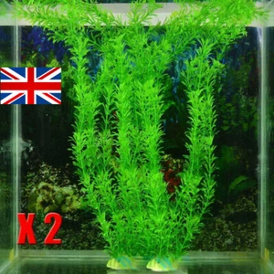 2Pcs Aquarium Large Green Artificial Ornament Fish Tank Water Plant Plastic` - Picture 1 of 12