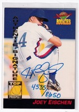 Joey Eischen On Card Autograph 1994 Signature Top Prospect Card #4535 Expos