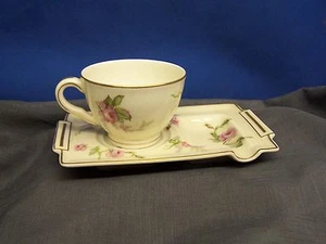 THEODORE HAVILAND ESPRESSO CUP & SAUCER/ASHTRAY FLORAL DESIGN - Picture 1 of 8