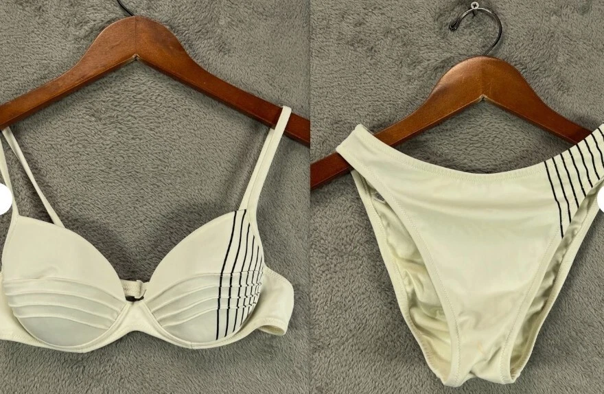 Conjunto de 2 bikini vintage La Perla hecho en Italia marfil talla 44 para mujer EE. UU. XS Foto 1 de 4