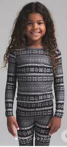 Skims Kids Plush Pointelle Long Sleeve Shirt Crew Neck Black Onyx Size 8/10 - Picture 1 of 9