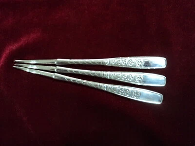 Посеребренные столовые приборы лот из 3 ореховых медиаторов H&T Mfg Stanley 1888 викторианский  - Изображение 1 из 4