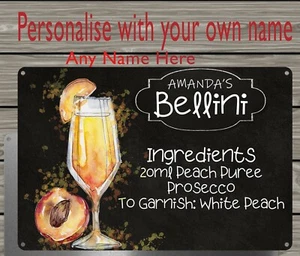 Personalisiertes Bellini Rezept - Metallteller/Schild 20x15cm - Innen und Außen - Bild 1 von 1