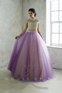 Tiffany Exclusives 46049 Lilac Nude 2 Piece Ball Gown Dress sz 0 - Picture 1 of 3