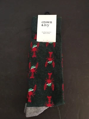 Calcetines Crown & Ivy Para Hombre Tema Langosta Cangrejo Talla 8-12 Verde Rojo Foto 1 de 2