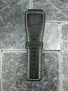 24mm Bell & Ross Grain Leather Strap Black Watch Band for BR-01 BR-03 White x1 - Picture 1 of 9