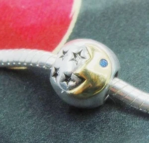 .925 SILVER BEAD EUROPEAN CHARM FOR BRACELET GOOD NIGHT SLEEP MOON/STAR A56 - Picture 1 of 1