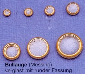 Bullauge 10 Stück 5mm / 3mm Runde Fassung Bullaugen Messing verglast NEU 576031 - Picture 1 of 1