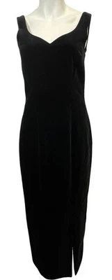 Maxi Vestido Laura Ashley Vintage Terciopelo Negro Reino Unido 12 Hecho en Reino Unido - #1008 Foto 1 de 4