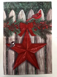 12x17.75 Holiday Cardinal Seasonal Christmas Country Star Garden Flag - Picture 1 of 2