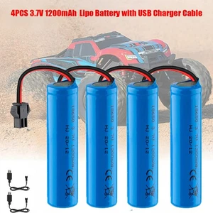 4PCS 1S 3.7V 1200mAh Lipo Battery With Charging Cable SM Plug for RC Car Vehicle - Picture 1 of 10