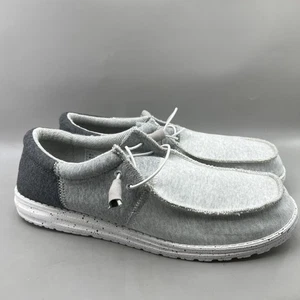 Zapatos universitarios Hey Dude Wally Tri para hombre talla 15 grises sin cordones ligeros cómodos - Imagen 1 de 8