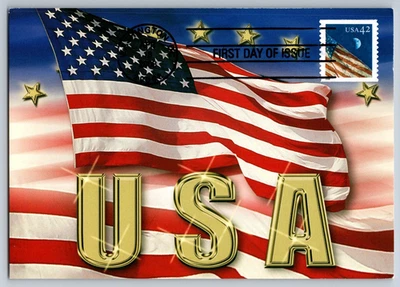#4233 US Flag at Night w/Moon FDC Maxi Card - Image 1 of 2
