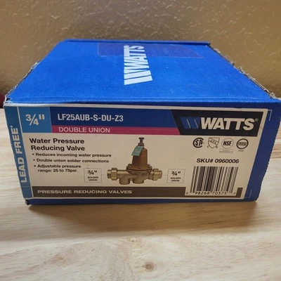 Watts 3/4” LF25AUB-S-DU-Z3 Water Pressure Reducing Valve Double Union NEW  - Image 1 of 2