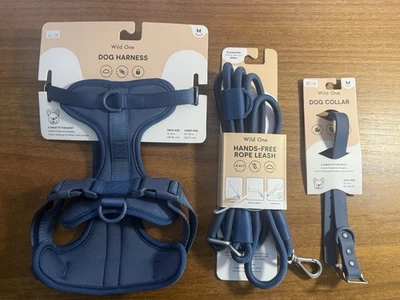 Wild One Dog Harness Collar/Hands Free Rope Leash/Collar MEDIUM M BLUE- NEW L@@K - Image 1 of 4