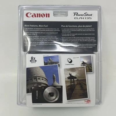 Canon PowerShot Elph 135 16mp 8x Optical Zoom Black Digital Camera Brand New - Image 1 of 4