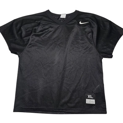 Винтажная мужская футболка Nike Football Jersey XL черная пустая тренировочная Swoosh  - Изображение 1 из 4