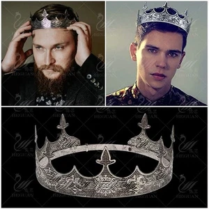 Alloy King Crown For Prom King Party Medieval Costume Accessories Adults Boys UK - Picture 1 of 15