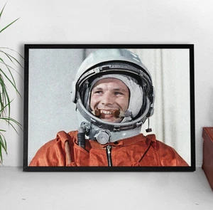 Yuri Gagarin, first man in space — Photo poster. Vintage Soviet space wall art - Picture 1 of 11