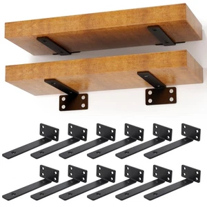 JEAWIWI 6 Inch Floating Shelf Bracket, 12 Pack Heavy Duty Black Brackets for ... - Picture 1 of 7