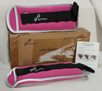 Paquete Sportneer 2 pesas de tobillo muñeca 4 libras par de 2 libras rosa fitness fortalecer Foto 1 de 4