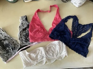Victorias Secret Bralette Lot of 4 Medium Lacey Racerback Halter Strapless - Picture 1 of 11