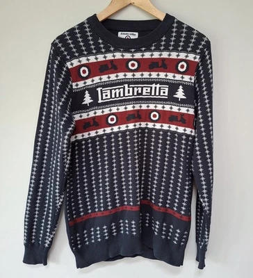 Lambretta Christmas scooter Jumper Size Small, navy and Red Vgc. Unisex. - Image 1 of 4