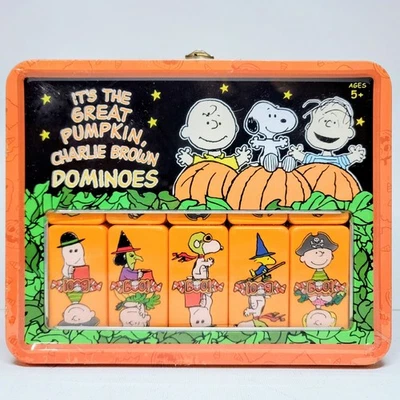 Peanuts Great Pumpkin Charlie Brown Dominoes Metal Lunchbox Halloween VTG 2006 - Image 1 of 4
