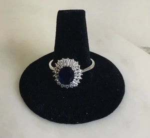 Sterling Silber Damenring blauer Stein & Zirkonia Größe 9,25 - Bild 1 von 10