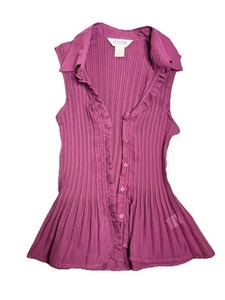 Allison Taylor Mesh-Top mit Knopfleiste durchsichtig Damen Größe Large lila - Bild 1 von 7