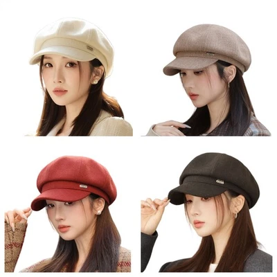 Sombreros de Newsboy para Mujer Moda Vintage 8 Paneles Visera Boina Gorra de Cabbie Gorra en Pico Foto 1 de 4