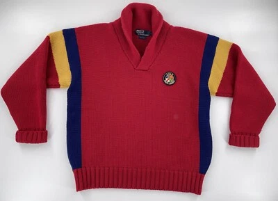 Raro Polo Ralph Lauren Para hombres Grande Lana Cookie Crest Chal Esquí Suéter Pesado Foto 1 de 4