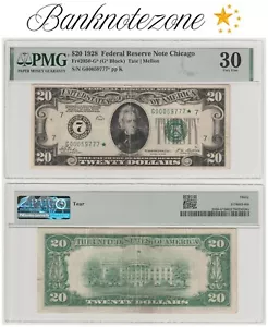 Replacement - Star Note, US America 20 Dollars 1928 FR2050-G, PMG-30 #1051# - Picture 1 of 3