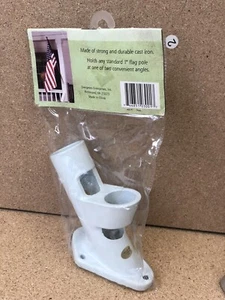 Evergreen Cast-Iron 2-Position Flag Pole Bracket Style # 03001 White - Picture 1 of 7